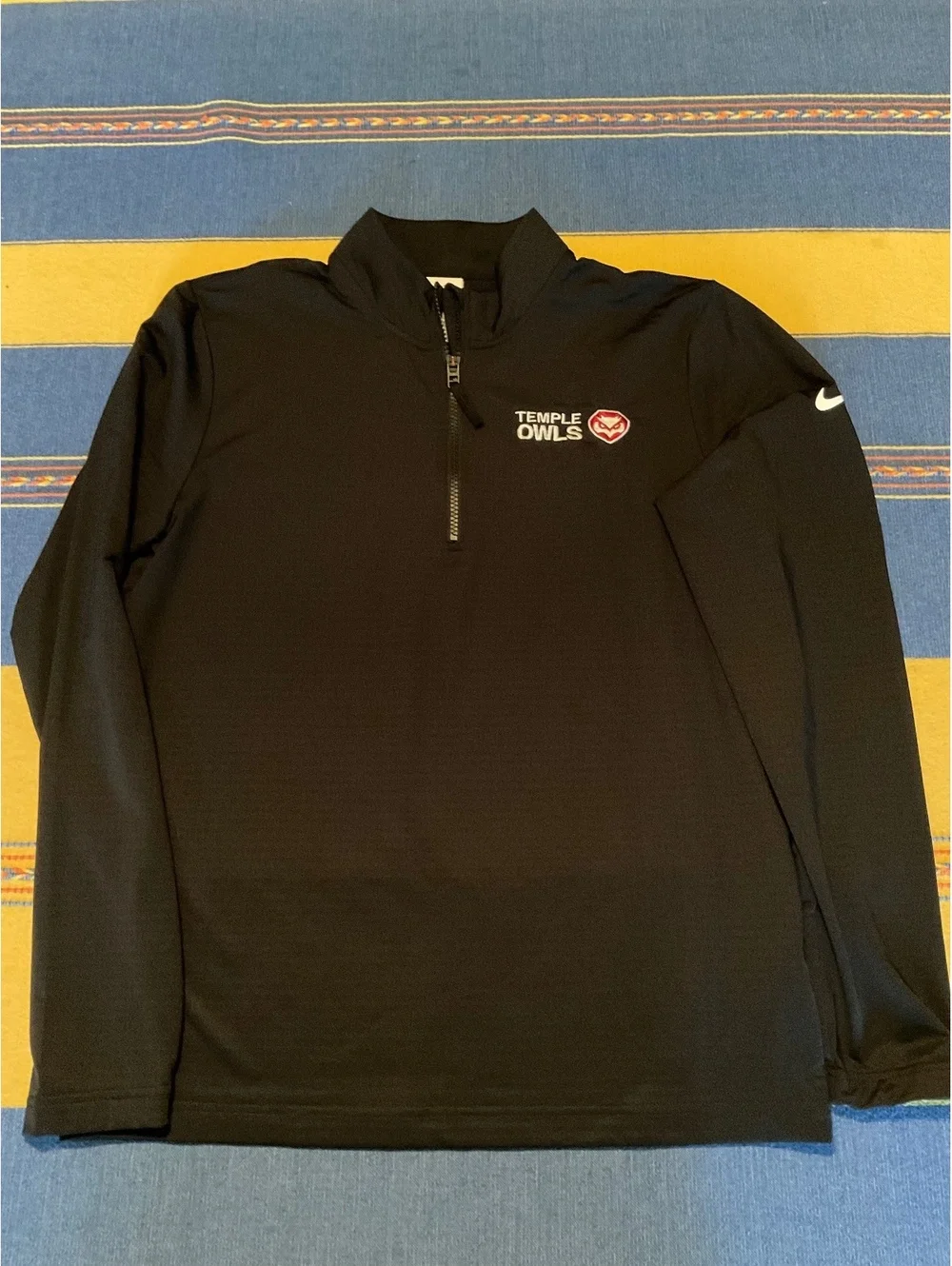Nike 1/4 Zip Black Temple Owls Long Sleeve Dri - Fit Med